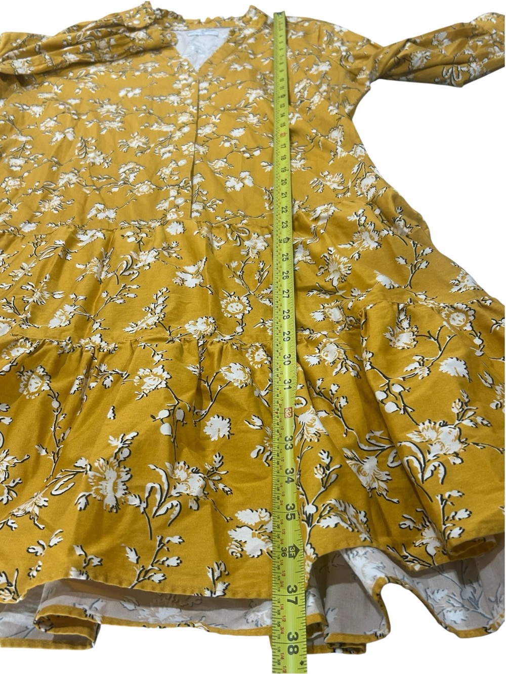 UNTUCKIT Jane Floral Tiered Dress Marigold Yellow Size 12 Romantic Cottagecore - Picture 12 of 14